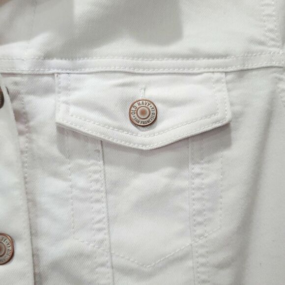 Old Navy White Women's Denim Jacket🛍🧥, Size Small - Picture 3 of 7